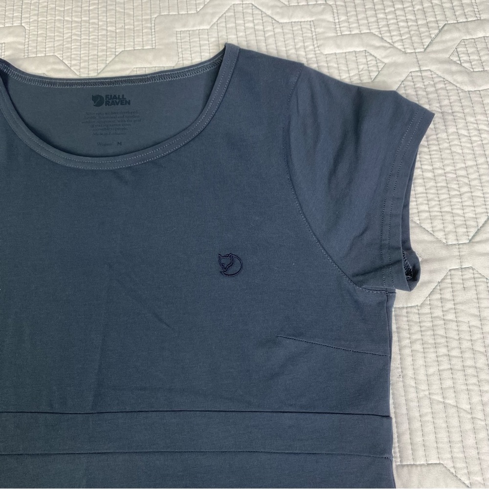 Fjallraven Womens High Coast Cotton Short Sleeve Dress Sz M Blue Gray - Picture 3 of 13